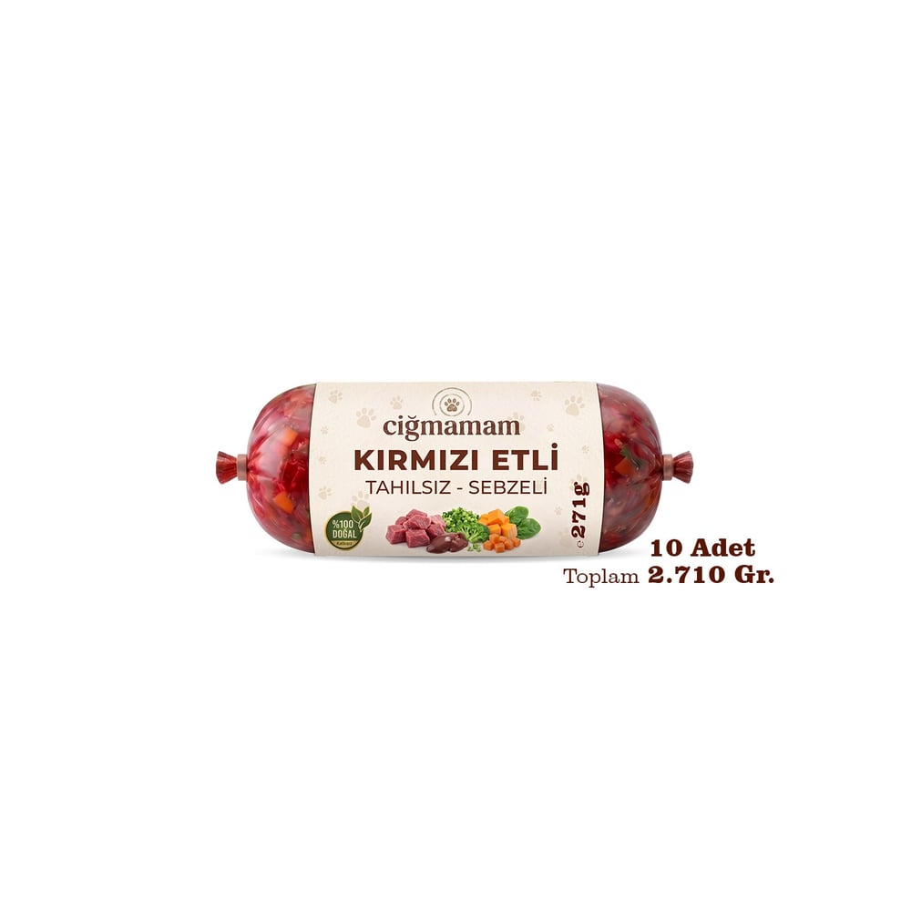 Kırmızı Etli Tahılsız Sebzeli Barf Köpek Maması 2.71 Kg - 271 g x 10