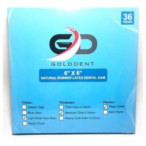 Golddent Natural Rubber Lateks Dental Dam