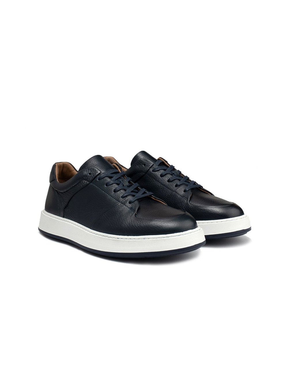 Lacivert Hakiki Deri Erkek Sneaker Ayakkabı
