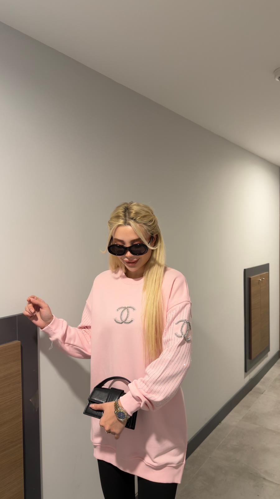 CH TAŞLI SWEAT PEMBE