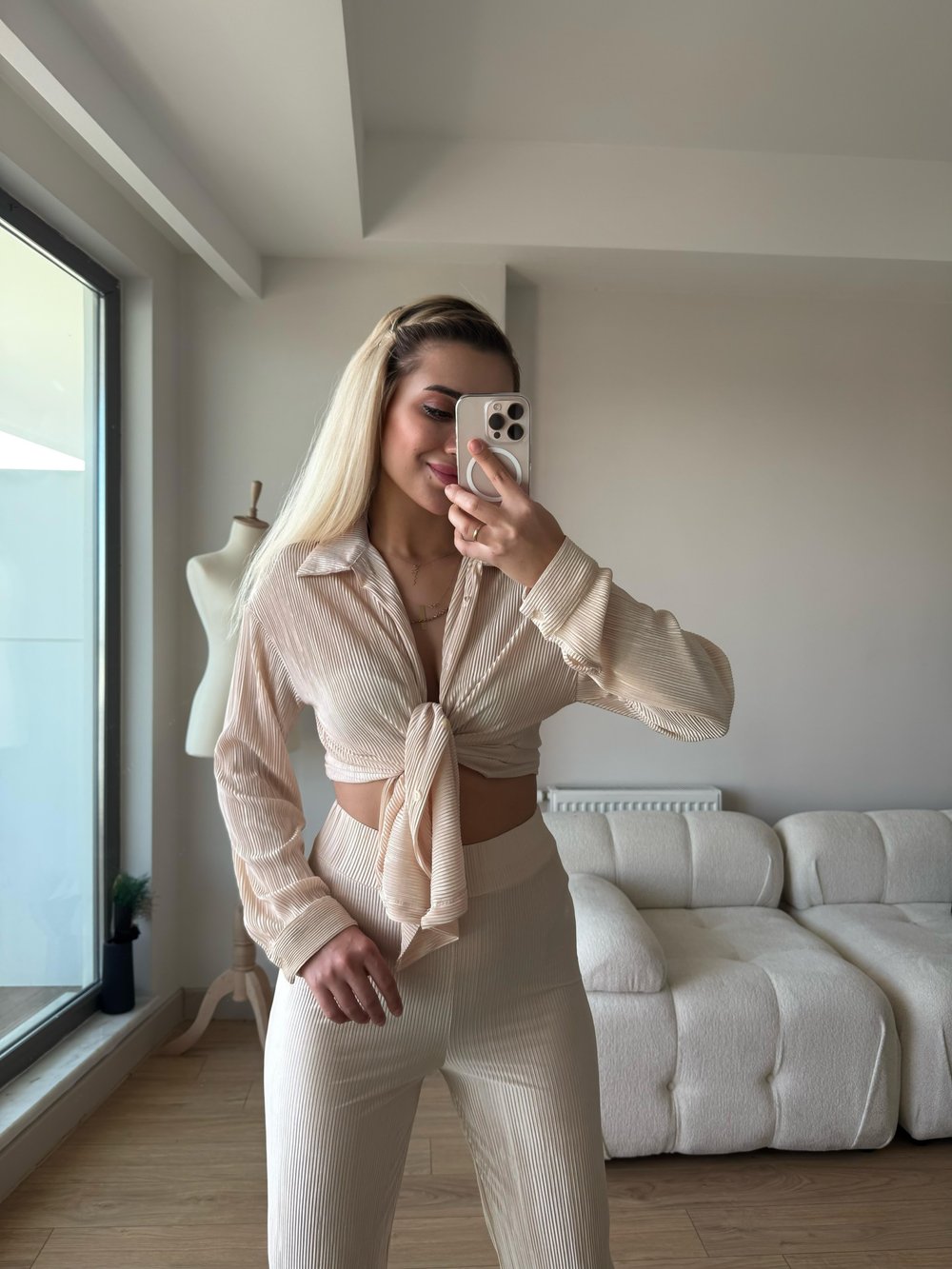Fitilli takım krem