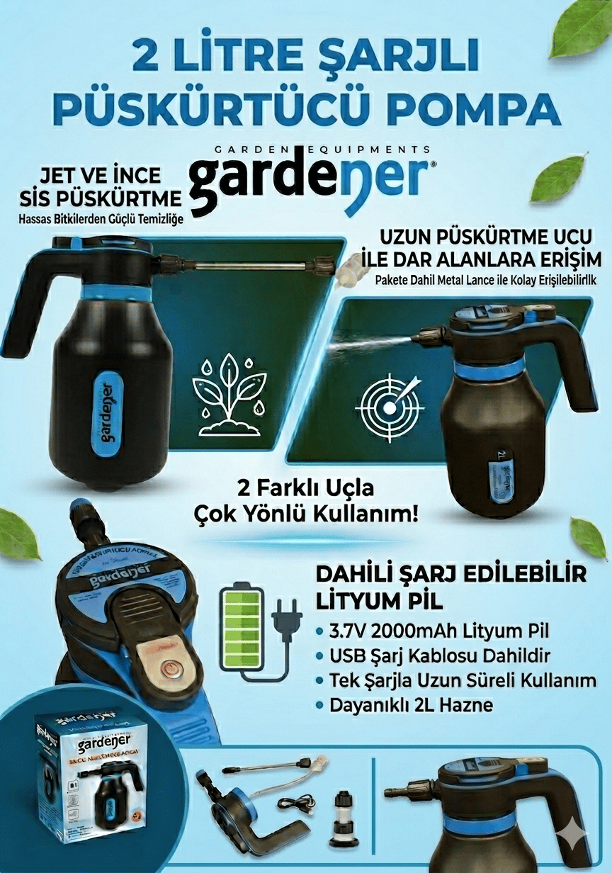 GARDENER 165512 ŞARJLI SPREY POMPA 2 lt