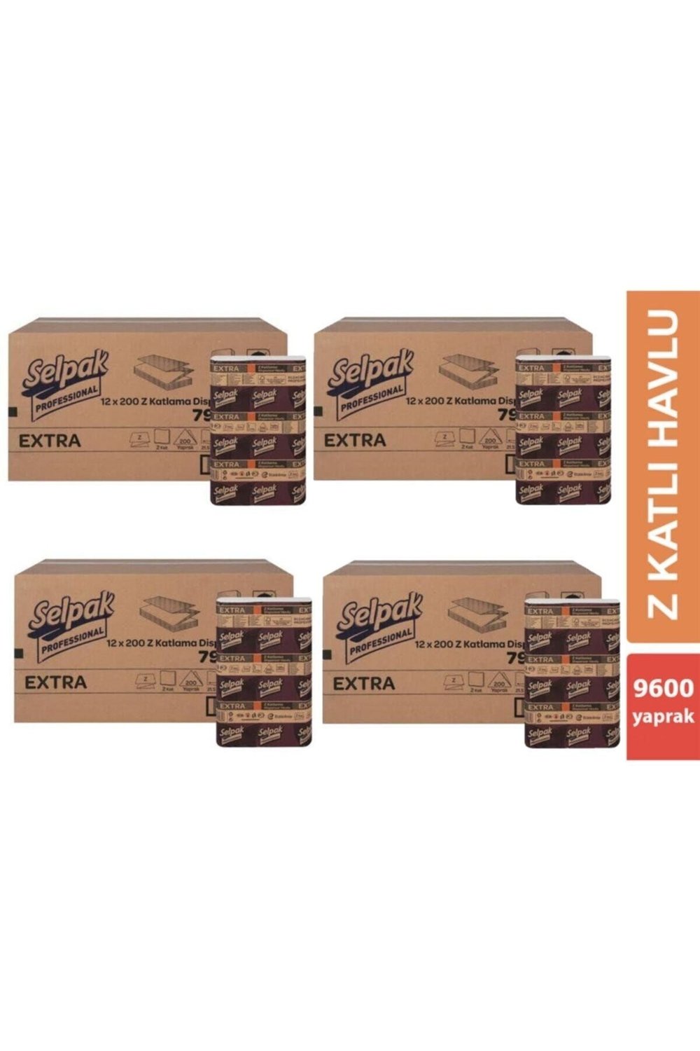 Extra Z Katlama Dispenser Havlu 200 lü 48 Paket 21.5 X 24 cm 4 Koli