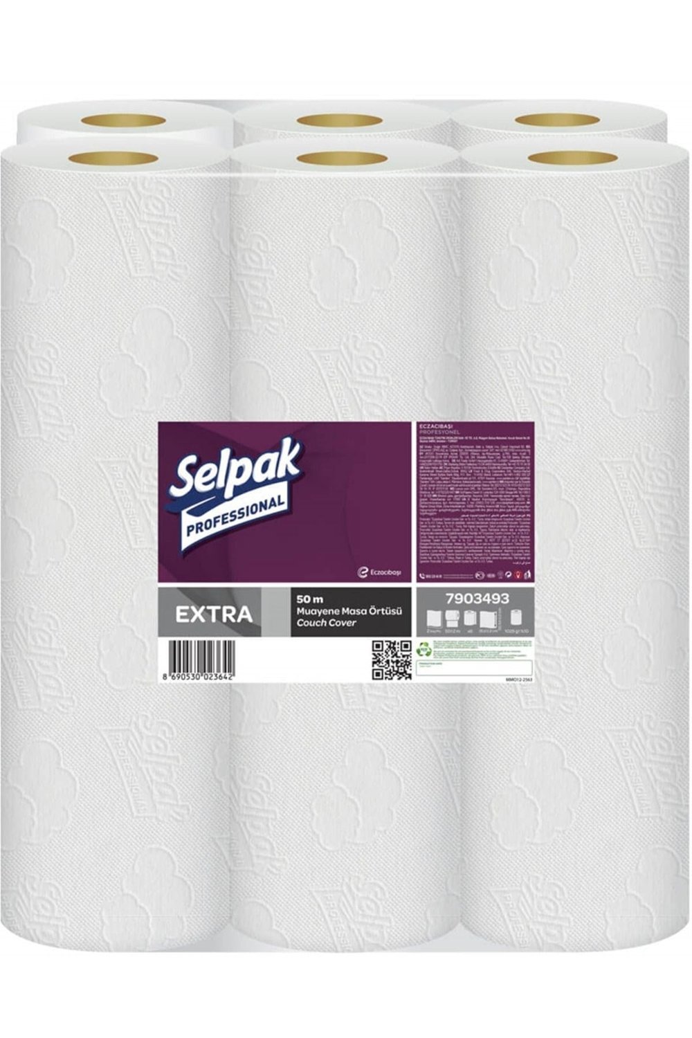 PROFESSIONAL KAĞIT MUAYENE MASA ÖRTÜSÜ EXTRA 50,5x35 Cm. 50 MT 6 LI KOLİ 7903493 1 KOLİ