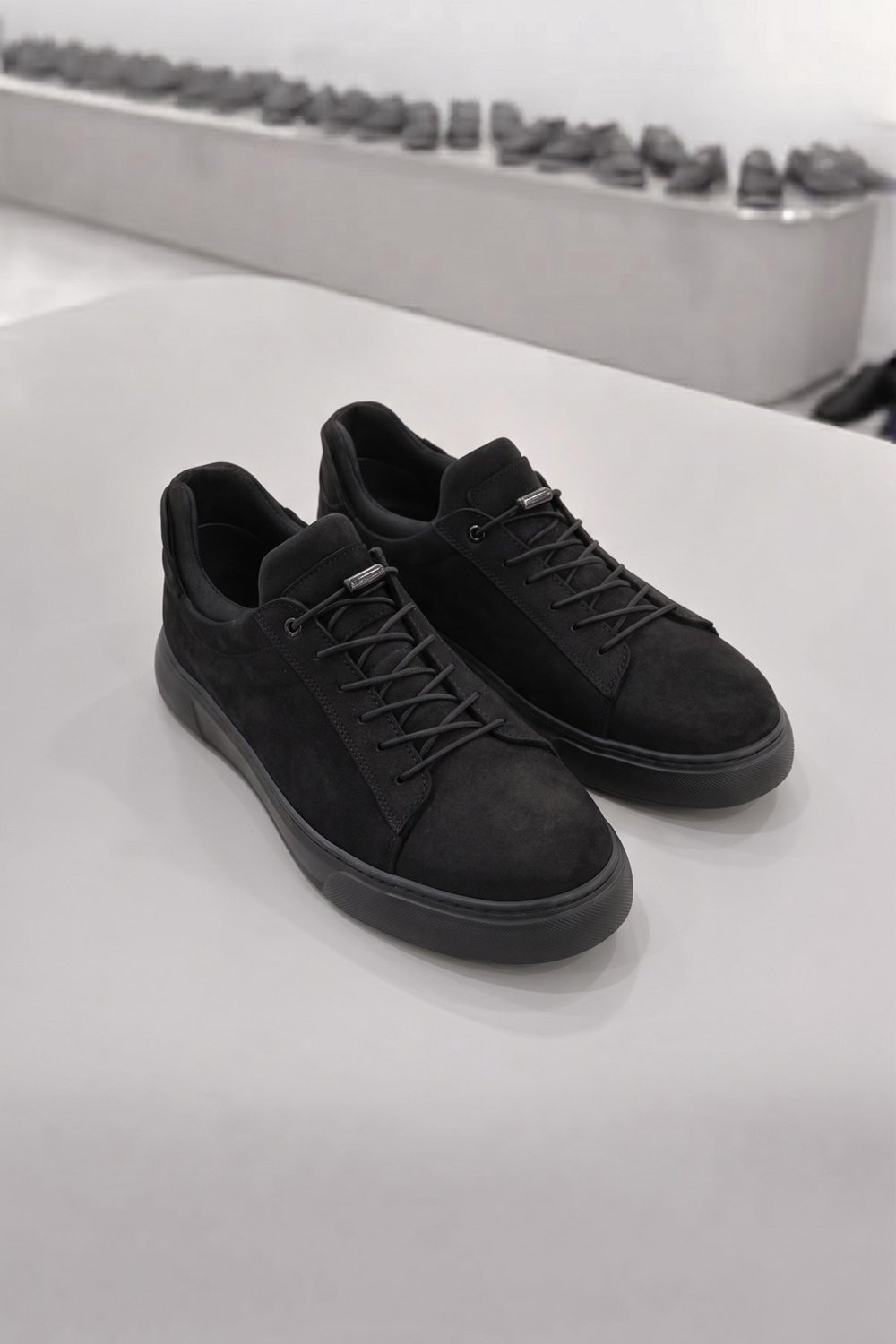 Karaden 1943 Erkek Hakiki Nubuk Deri Siyah Sneaker & Spor Ayakkabı