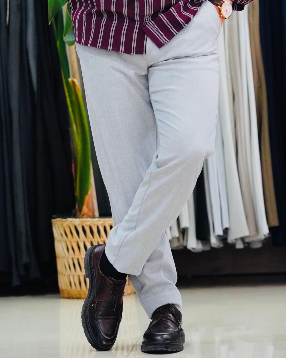 REGULAR KALIP GRİ KUMAŞ PANTOLON 