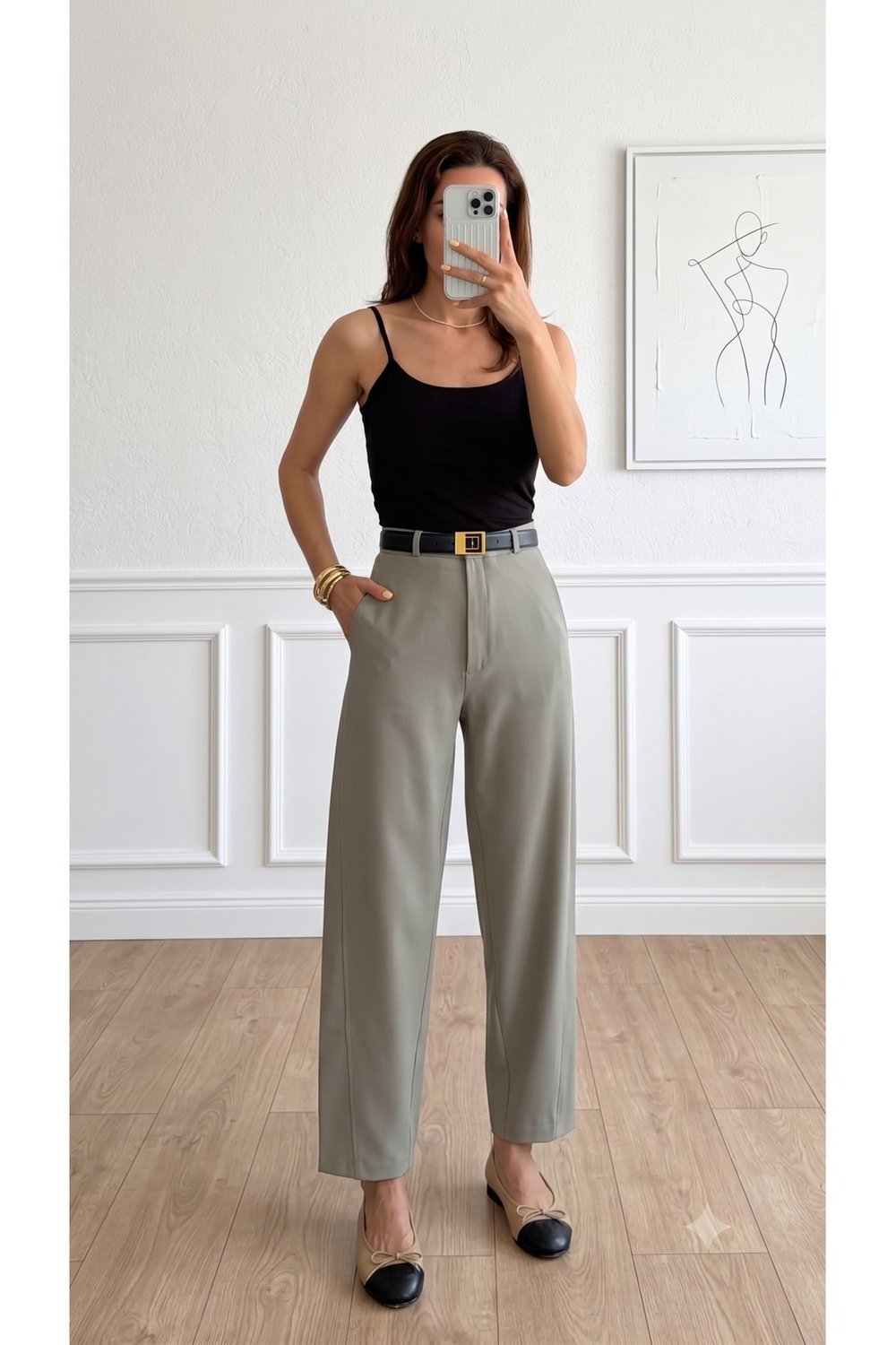 Premium Orijinal Markalı Yüksek Bel Rahat Kesim Düz Paça 95 cm Kumaş Jeans Pantolon