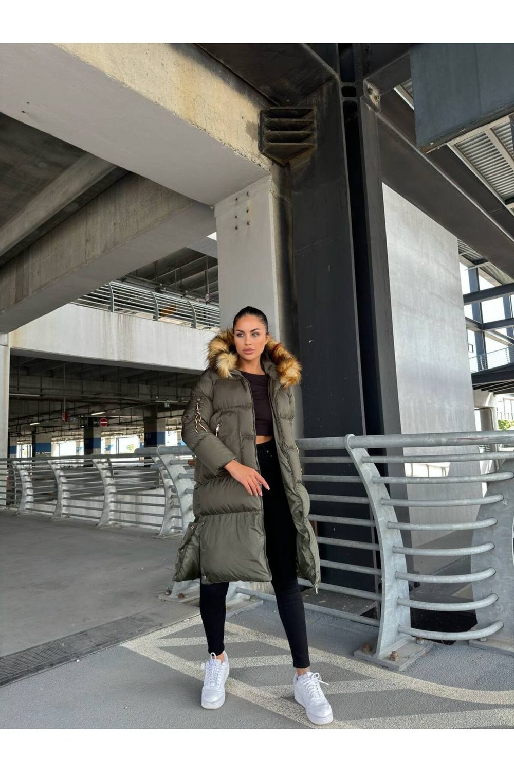 Waterproof Fabric İthal Kumaş İthal Kürklü Şişme Mont Kapşonlu Uzun Mont Kapüşonlu Şişme Uzun Mont