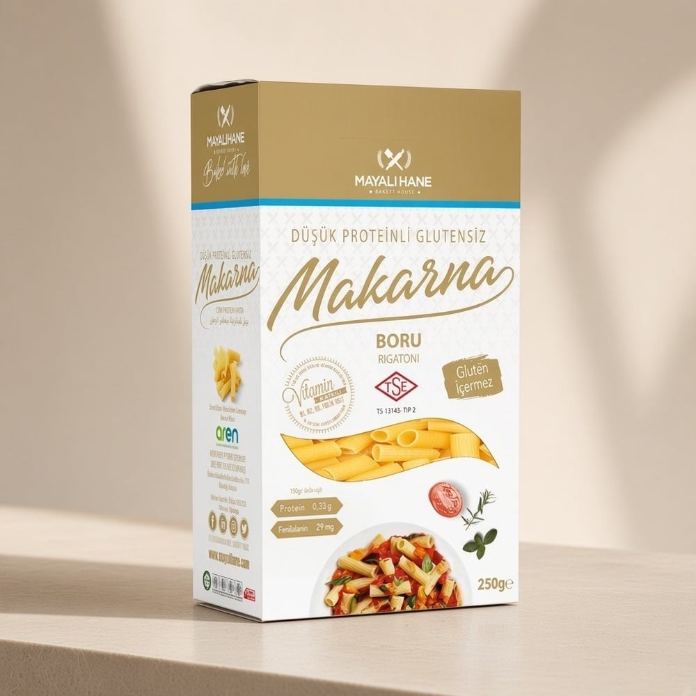 Mayalı Hane Düşük Proteinli Glutensiz Boru Makarna 250 gr