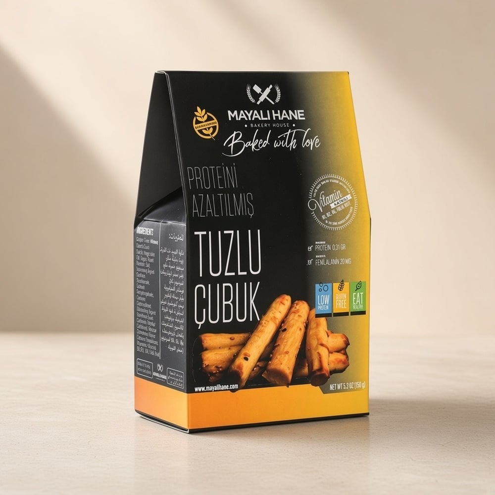 Mayalı Hane Düşük Proteinli ve Glutensiz Tuzlu Çubuk 150 gr