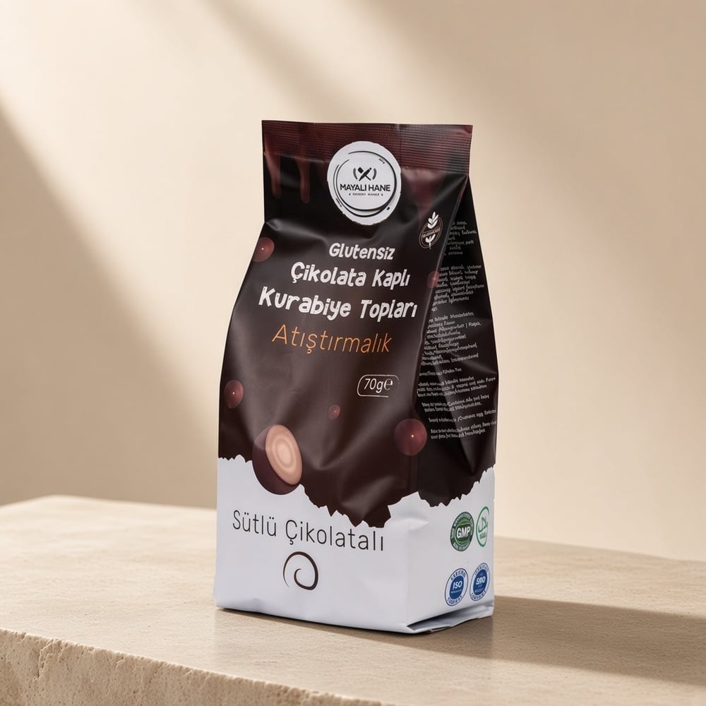 Mayalı Hane Glutensiz Çikolata Kaplı Kurabiye Topları 70 g