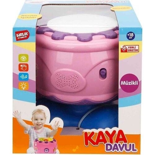 BIR-URT009-02 PILLI ISIKLI SESLI KAYA DAVUL PEMBE 12