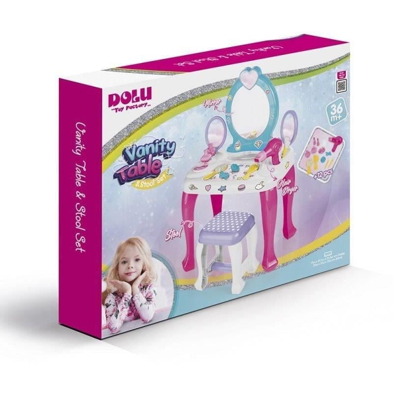 DOLU-2568 DOLU UNICORN MAKYAJ MASASI VE TABURE SET 4