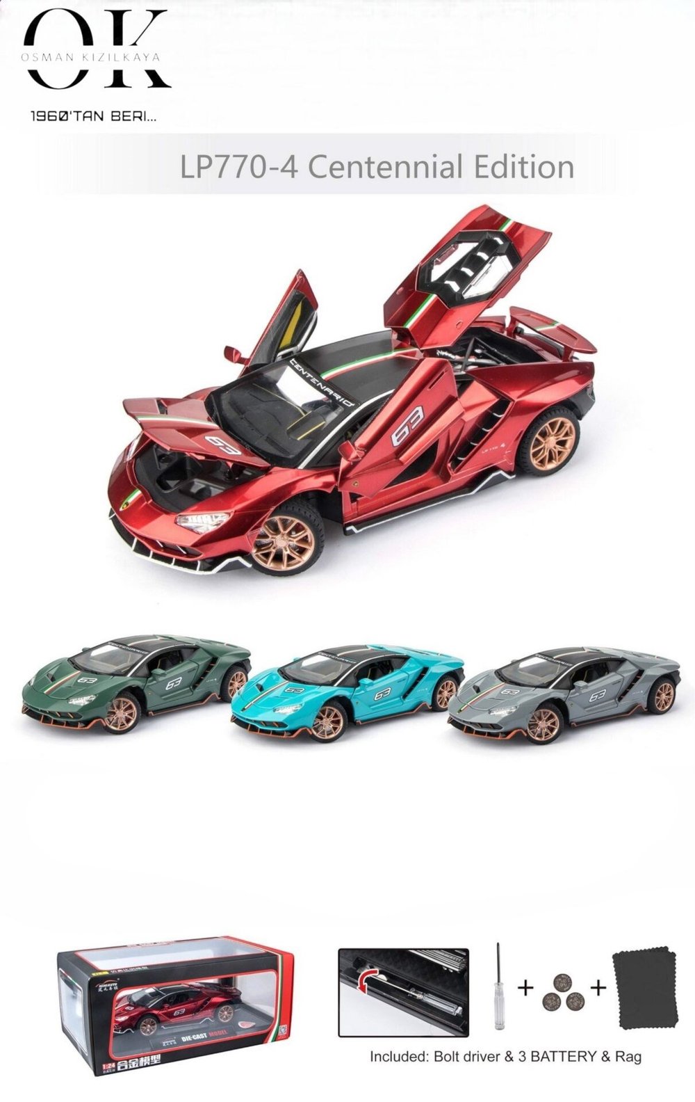 KZL-DC24283 LOMBARGHINI 1:24 ISIKLI SESLI KUTULU 18