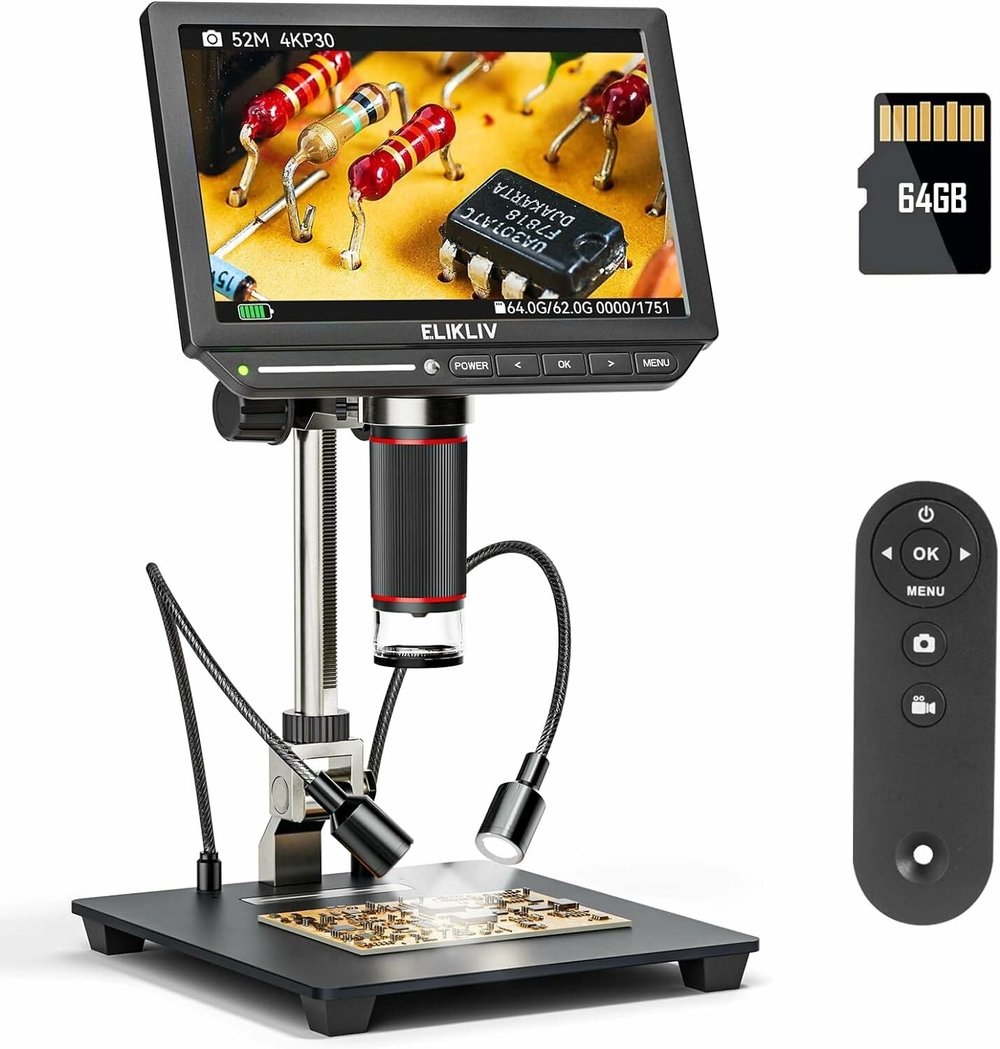 Elikliv EM4K 8 Inc 4K Dijital Mikroskop 2000x, 52MP HDMI Mikroskop