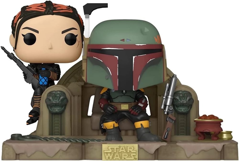 Funko Pop! Star Wars: The Mandalorian - Boba Fett ve Fennec Tahtta (Kutusunda Çizik Bulunuyor)