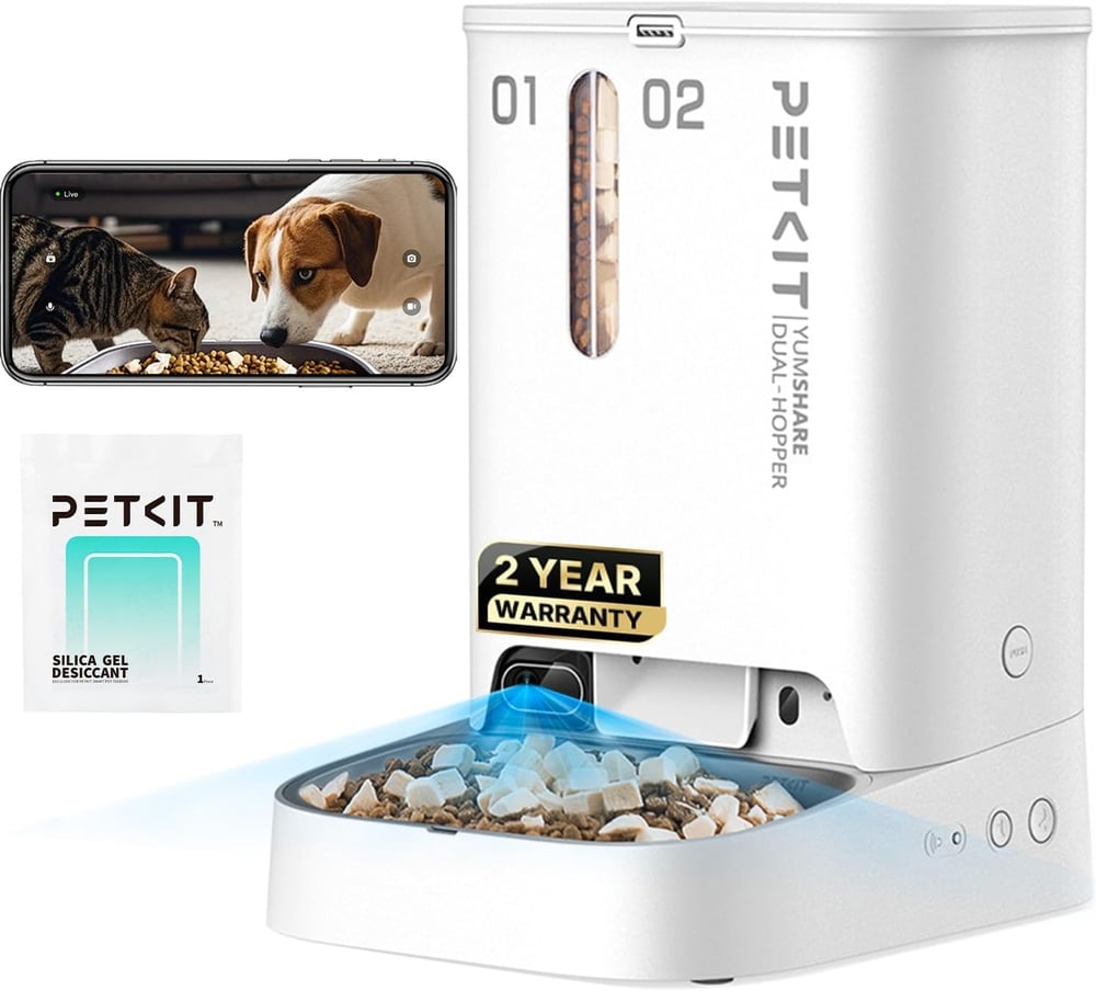 PETKIT Kameralı Çift Hazneli Akıllı Mama Kabı – 1080P, WiFi, AI Hareket Algılama