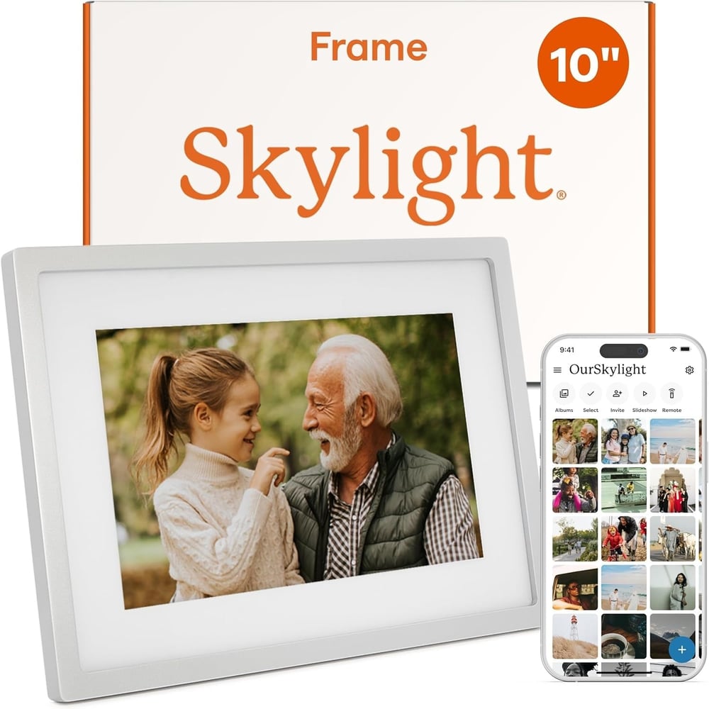Skylight 10 Inc Dijital Resim Çerçevesi - Dokunmatik - Telefon Kontrollü, Gümüş