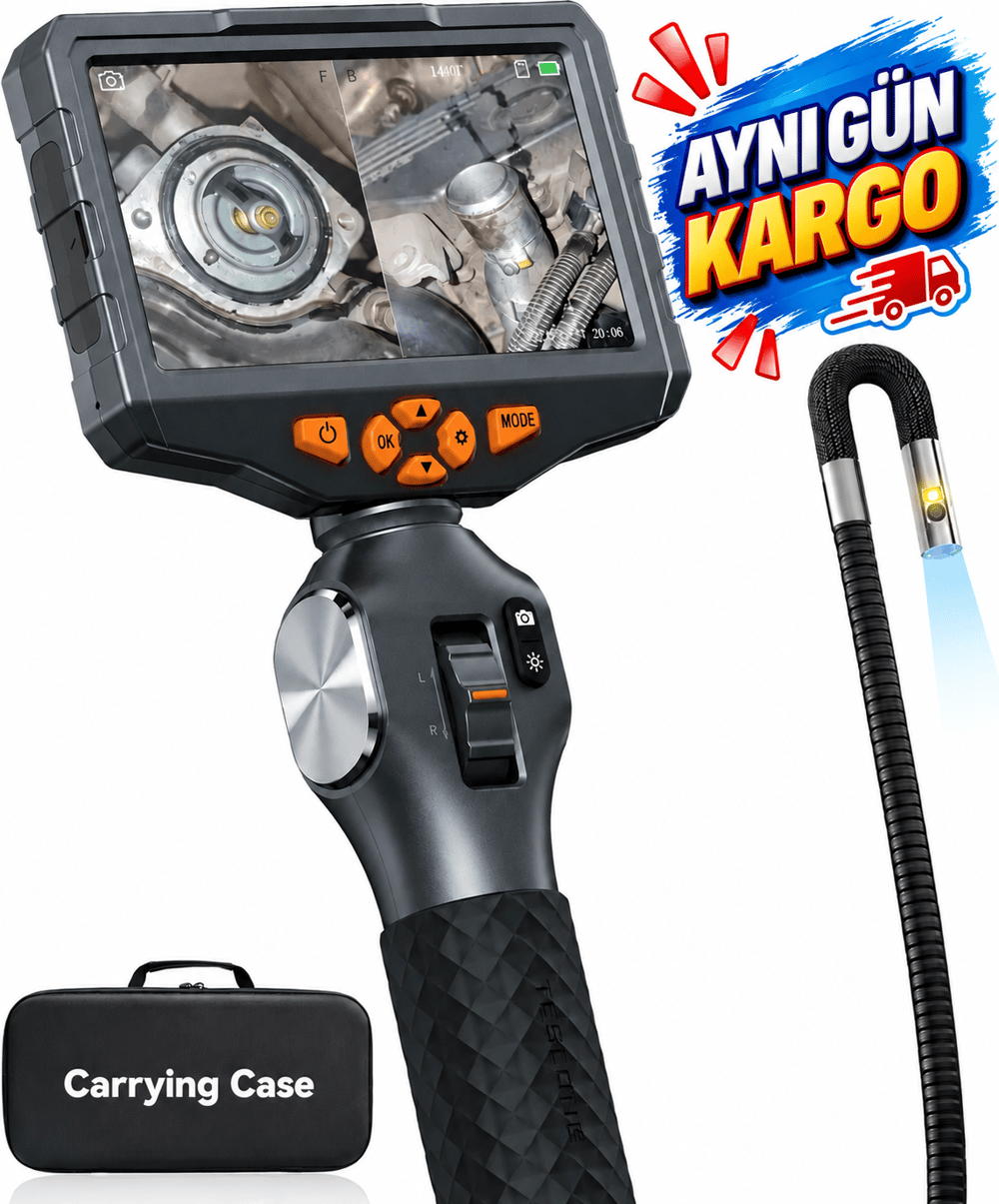 Teslong Çift Lensli 5 Inc IPS Otomotiv Muayene Kamerası - 1.5m Kablo