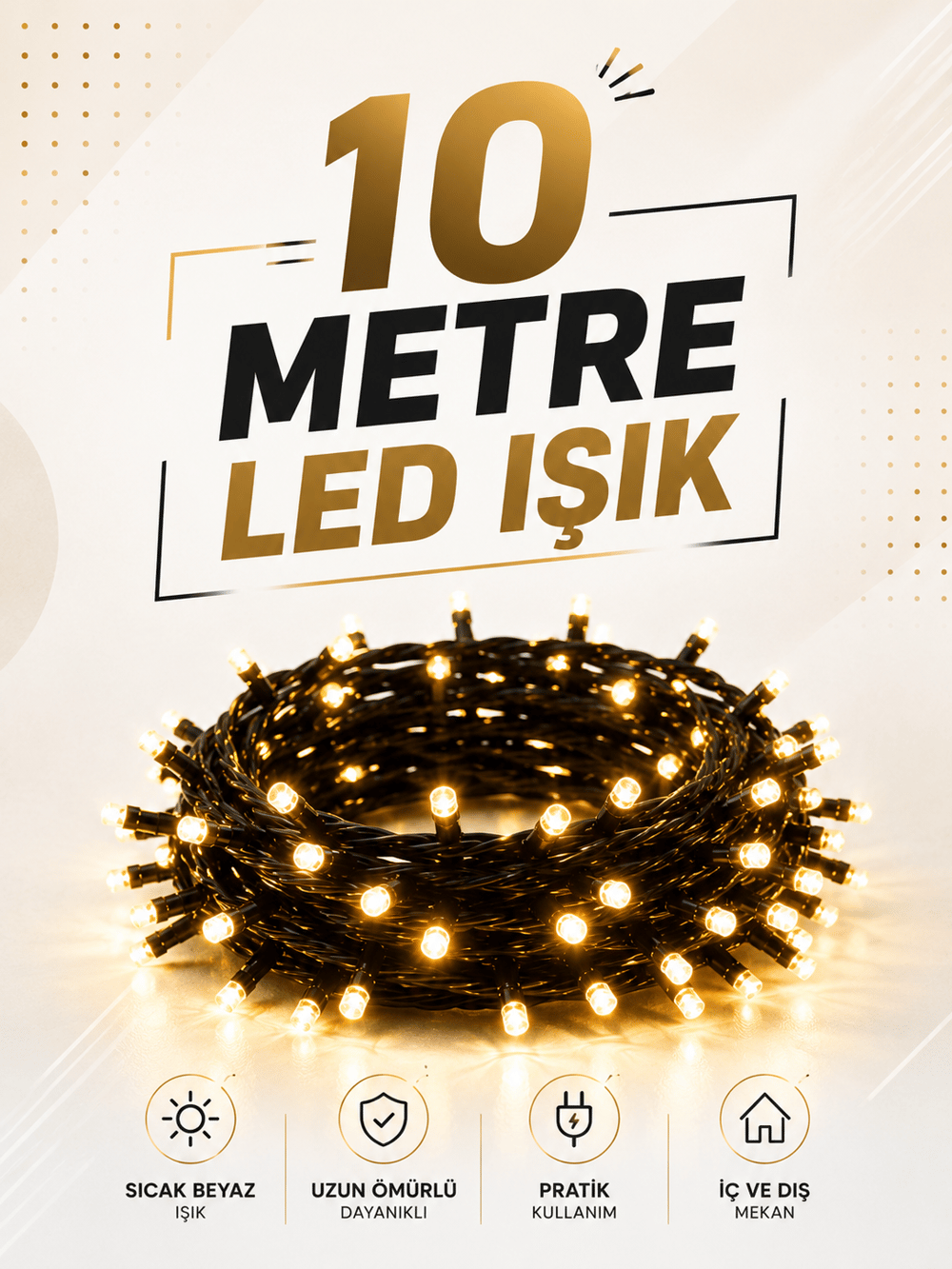 10 Metre LED Işıklı Dekoratif Parti ve Kutlama Aydınlatması