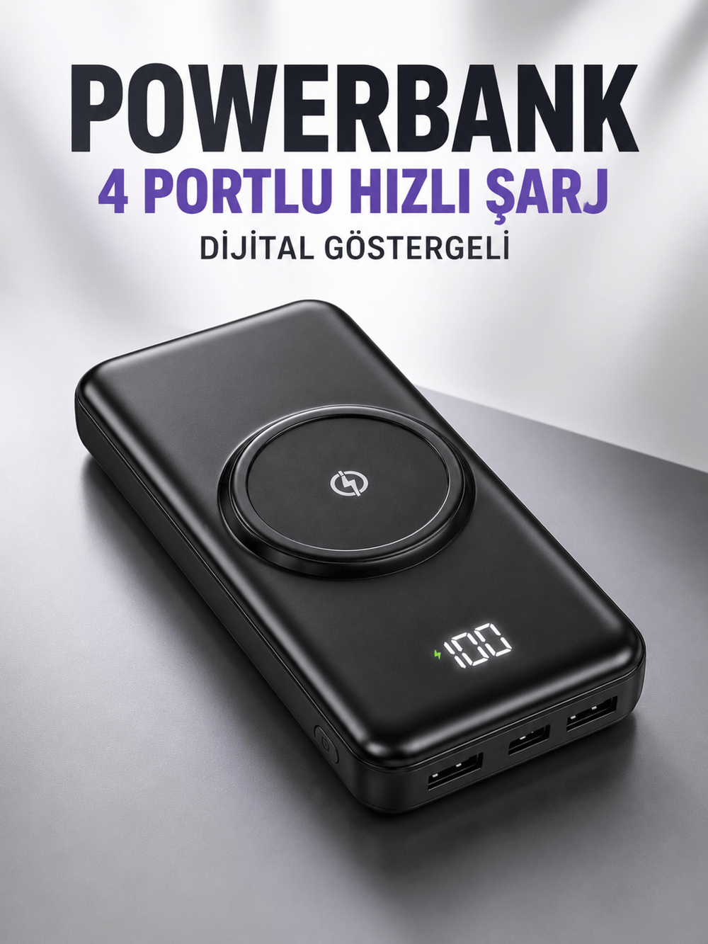 10.000 Mah Powerbank 4 Portlu Hızlı Şarj Dijital Göstergeli