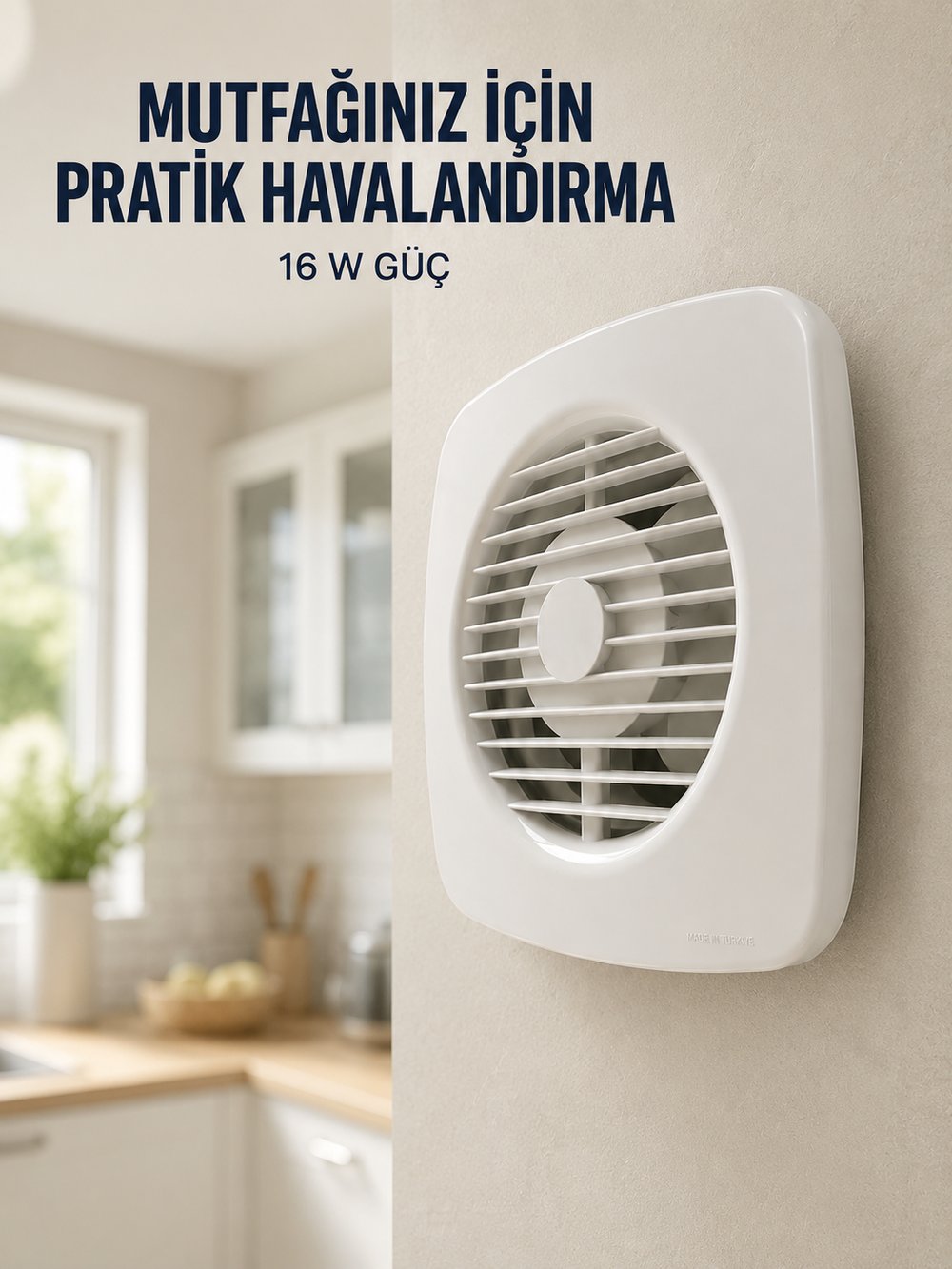 120 mm Havalandırma Fanı 180 m³/h Dekoratif Duvar ve Tavan Tipi Aspiratör
