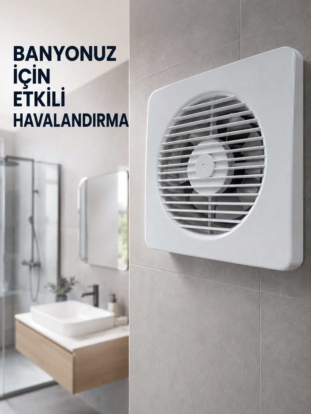 20 W Havalandırma Fanı 150 mm Bağlantı Çapı 20,8 x 20,8 cm Dekoratif Aspiratör