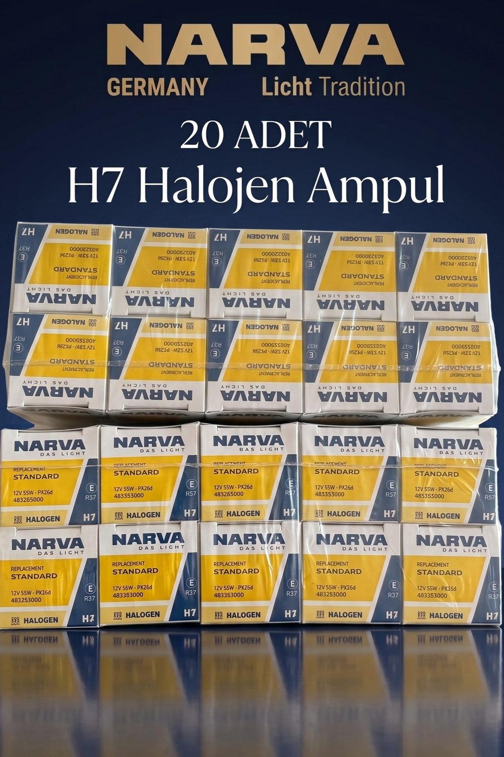 20 ADET NARVA 12V H7 55W FAR AMPULU