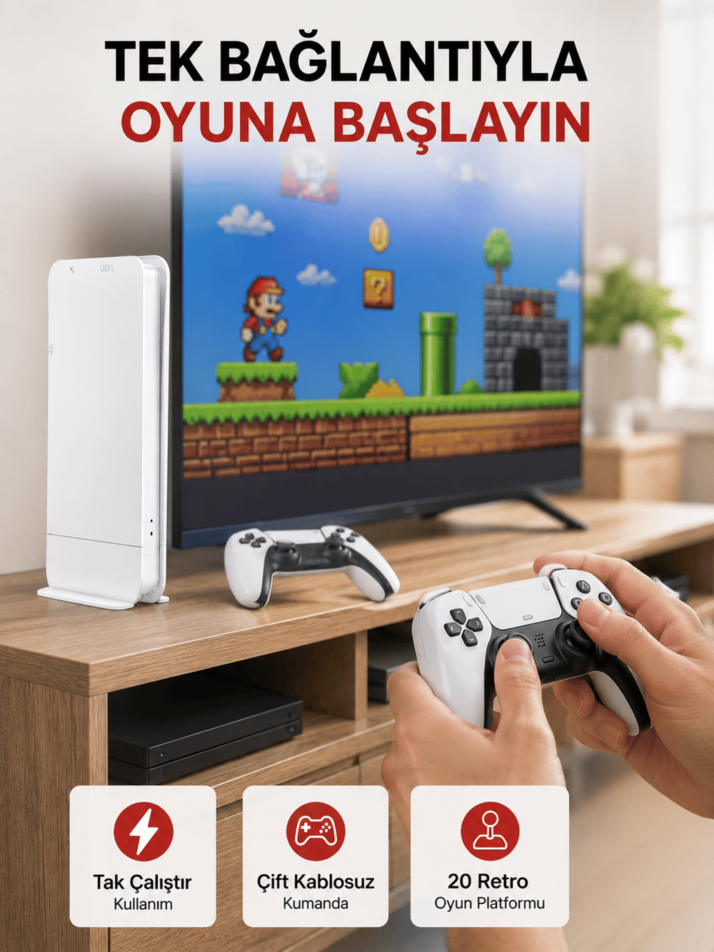 20.000 Klasik Oyun Dahili Kablosuz Kontrollü Oyun Kutusu