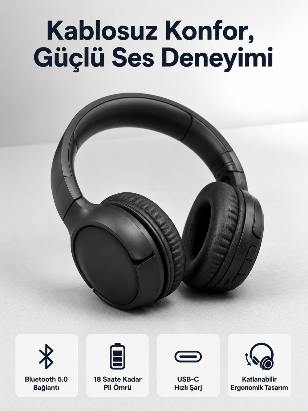 2025 Model Kulak Üstü Bluetooth Hoparlör ANC Özellikli