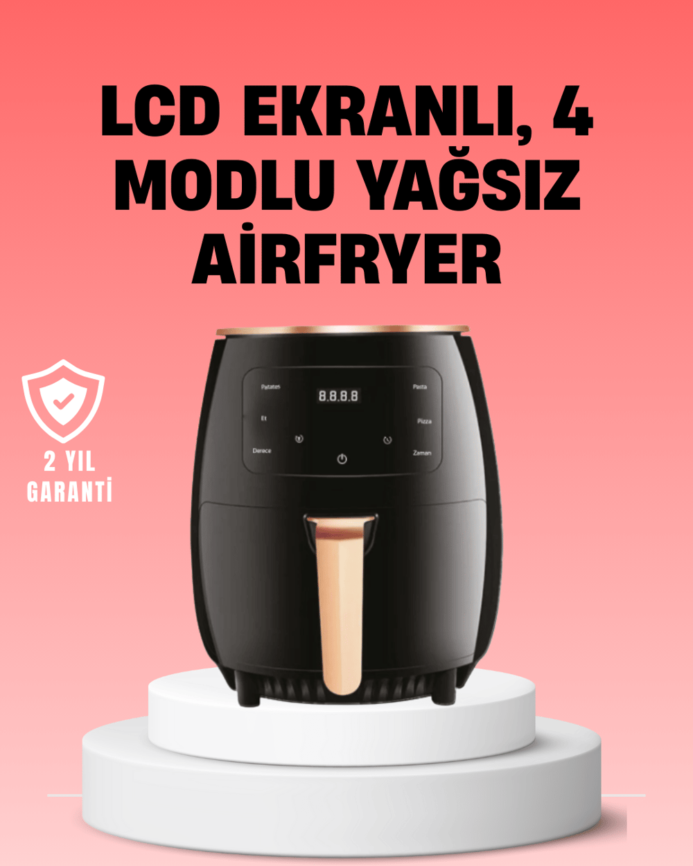 2400W Güçlü Airfryer 6L Yağsız Sağlıklı Pişirici LCD Dokunmatik