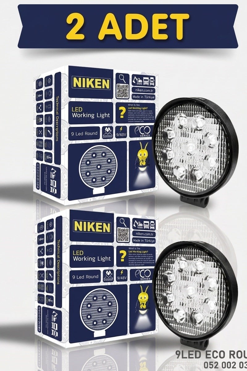 2'Lİ CALISMA LAMBASI ECO YUVARLAK 9 LEDLI