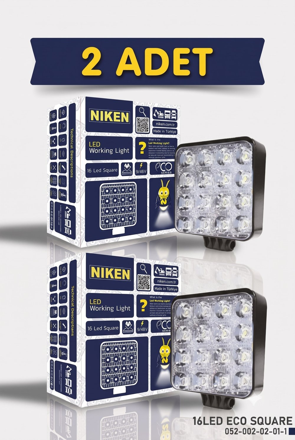 2'Lİ NIKEN CALISMA LAMBASI ECO KARE 16 LEDLI