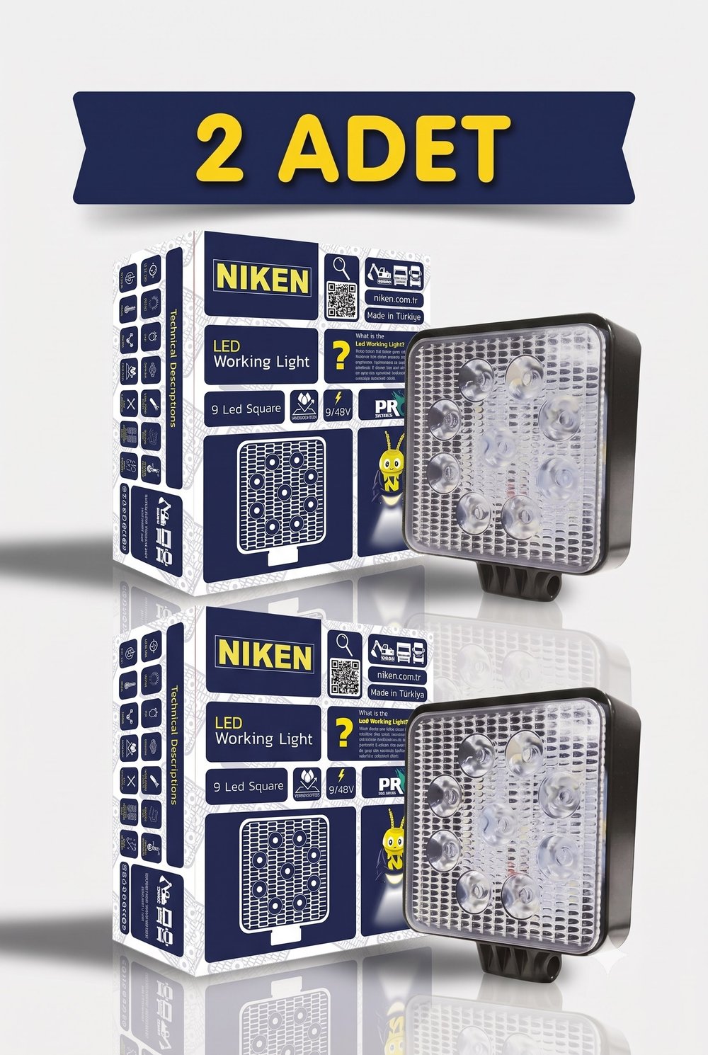 2'Lİ NIKEN CALISMA LAMBASI ECO KARE 9 LEDLI