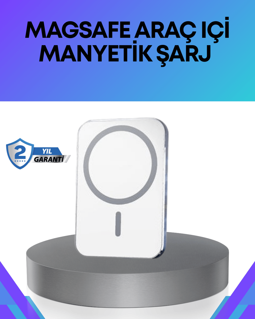 360° Döner Başlıklı MagSafe Araç Telefon Tutucu Hızlı Şarjlı