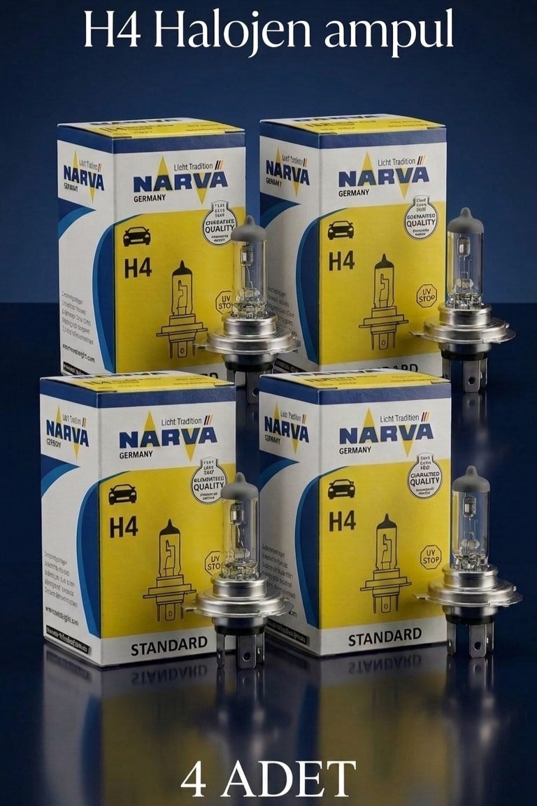 4 ADET NARVA 12V H4 43T 60W 55W FAR AMPULU