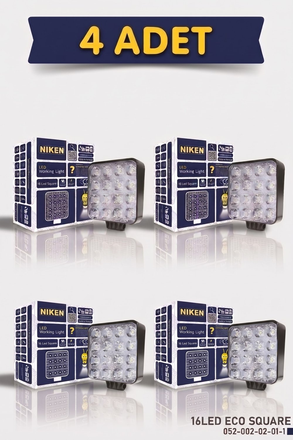 4 ADET NIKEN CALISMA LAMBASI ECO KARE 16 LEDLI