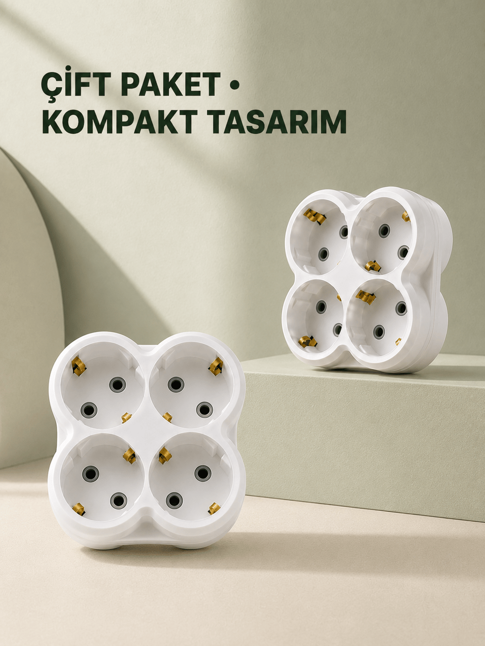 4’lü Priz Çoğaltıcı 2 Adet Set Kablosuz Duvar Tipi Priz Çoklayıcı Adaptör