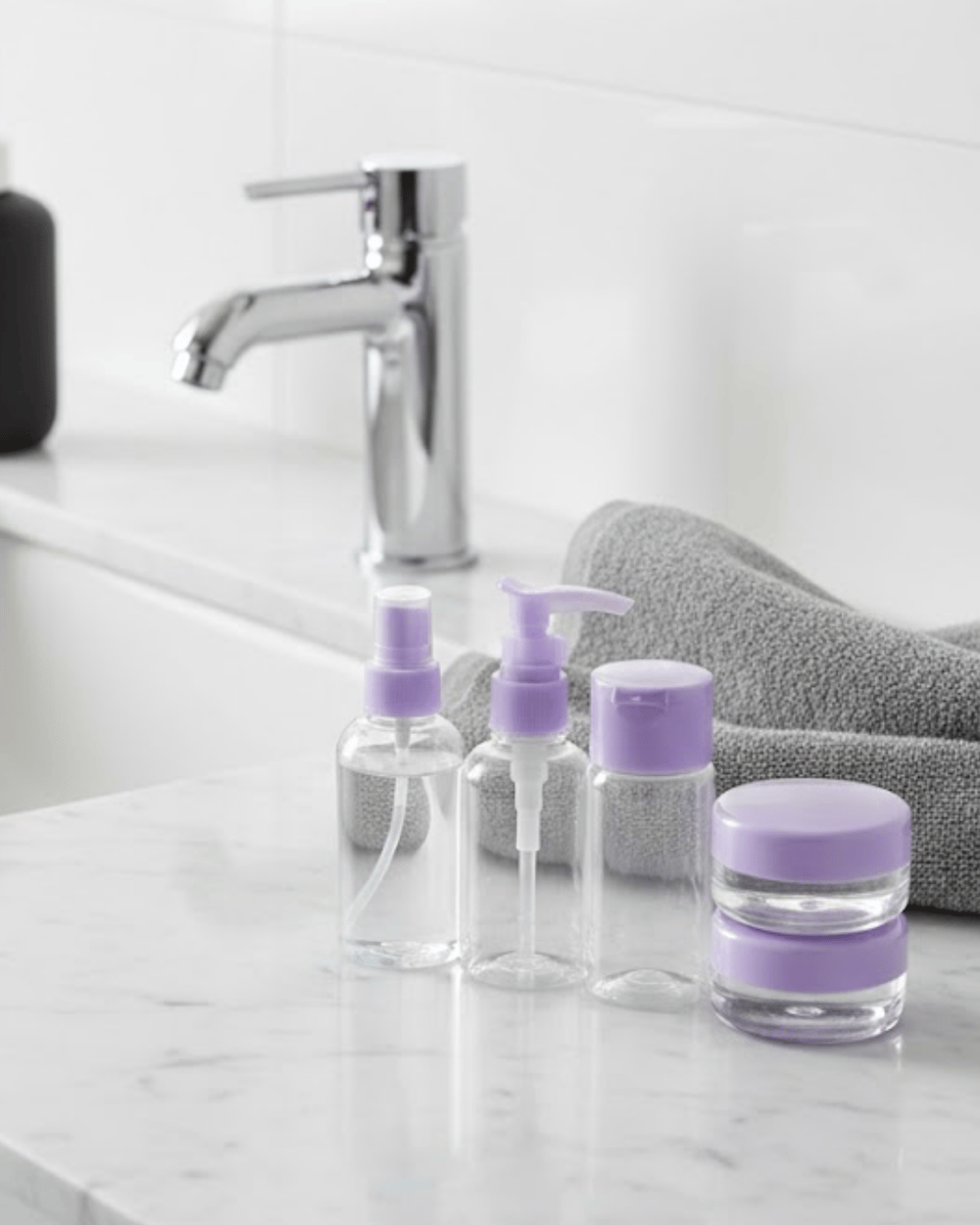 5 Parça Seyahat Banyo Seti 30 ml Şeffaf Taşınabilir Şişe Seti