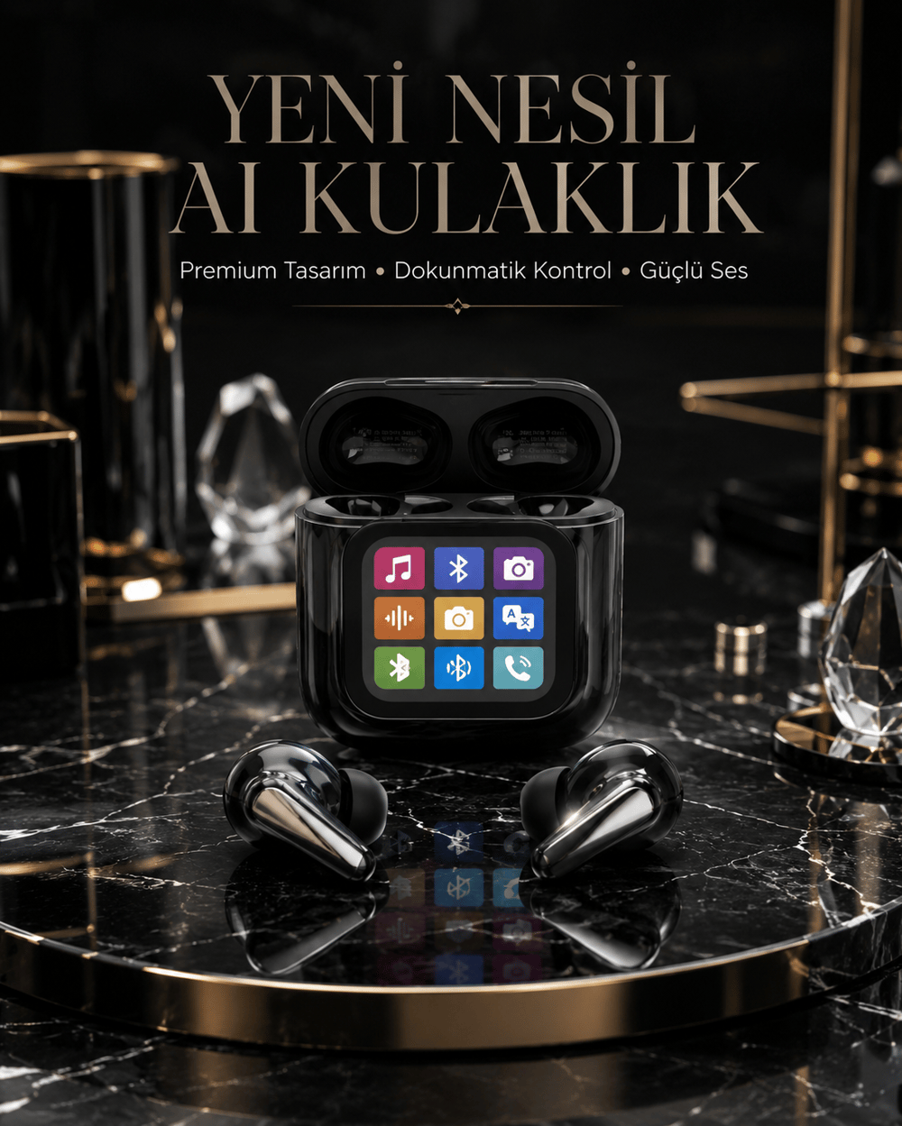 AI Bluetooth Kulaklık Akıllı Dokunmatik Kontrol Özellikli