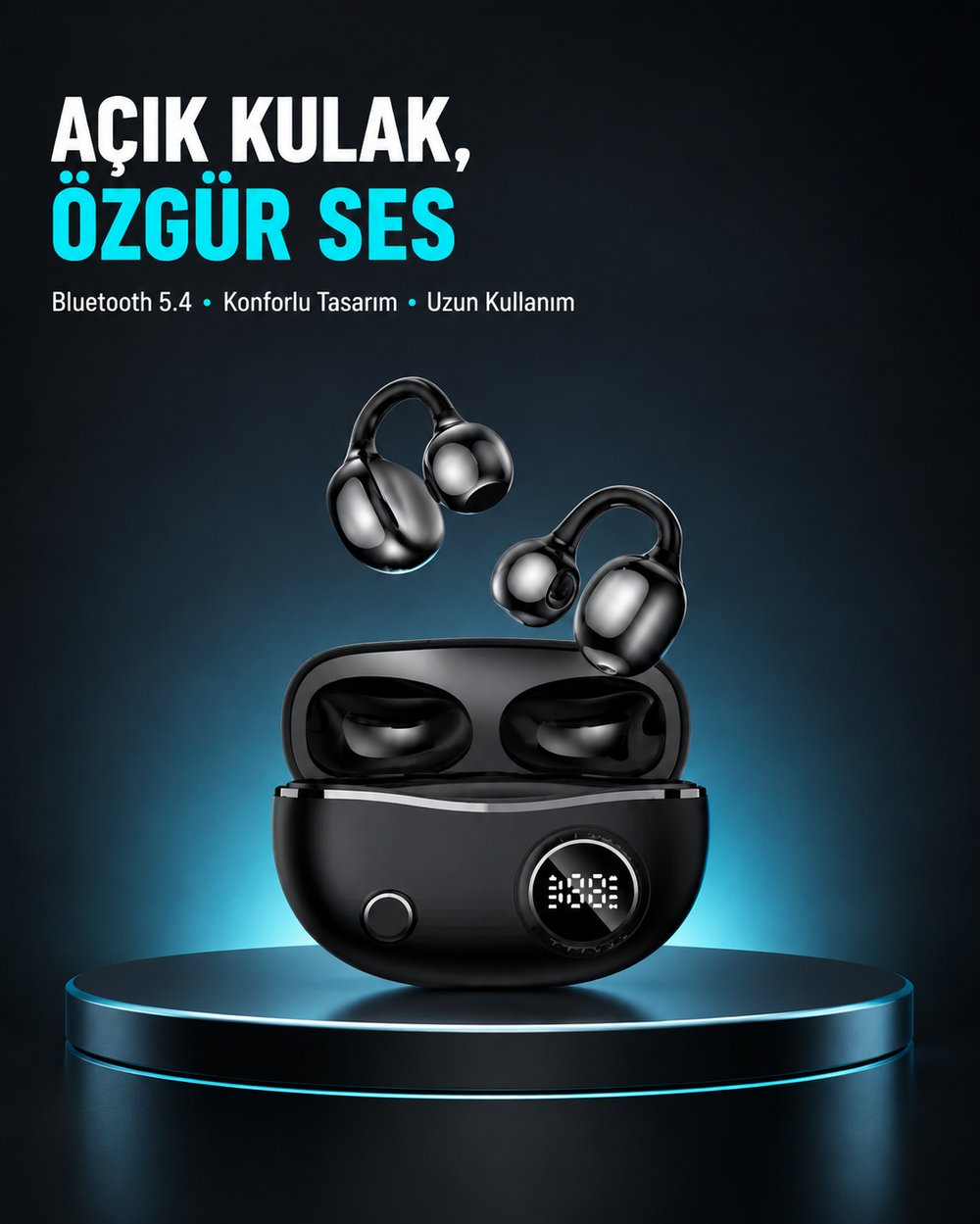 Açık Kulak Bluetooth Kulaklık 5.4 APTX Destekli Ergonomik Tasarım