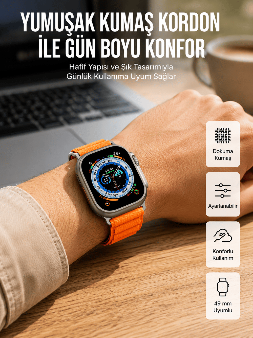 Akıllı Saat Ultra Android & İOS Uyumlu Arama Bildirim Özellikli