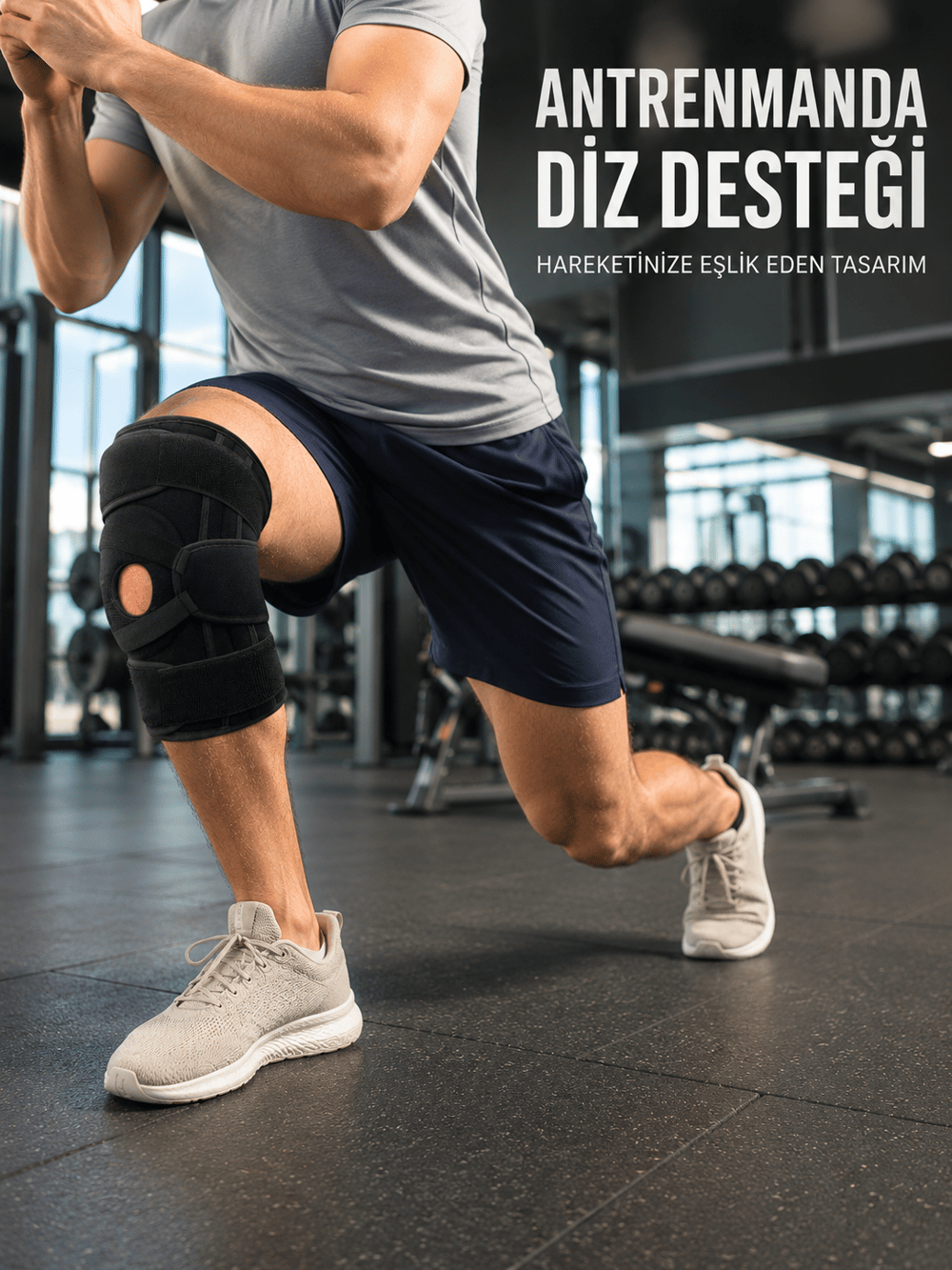 Ayarlanabilir Ligamentli Dizlik Patella Silikon Pedli Nefes Alabilir Diz Koruyucu