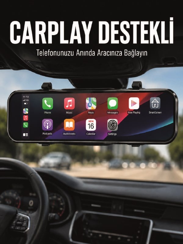 Ayna Carplay Araç İçi 9.66 İnç IPS Ekran Geri Görüş Kamerası Destekli