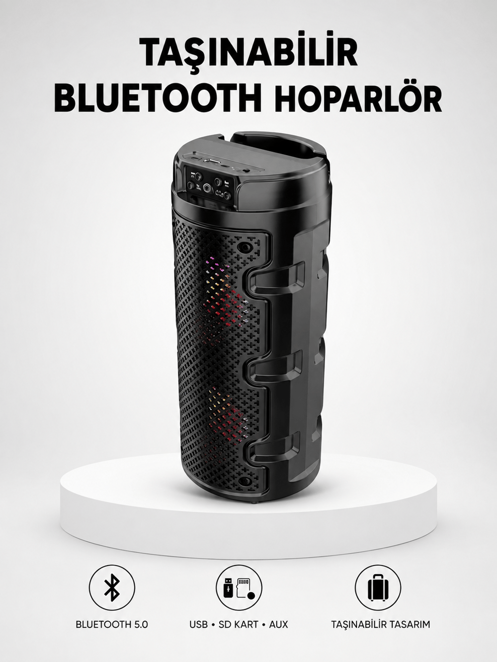 Bluetooth 5.0 Kablosuz Hoparlör Çift Sürücülü Yüksek Ses Kalitesi Kompakt Tasarım