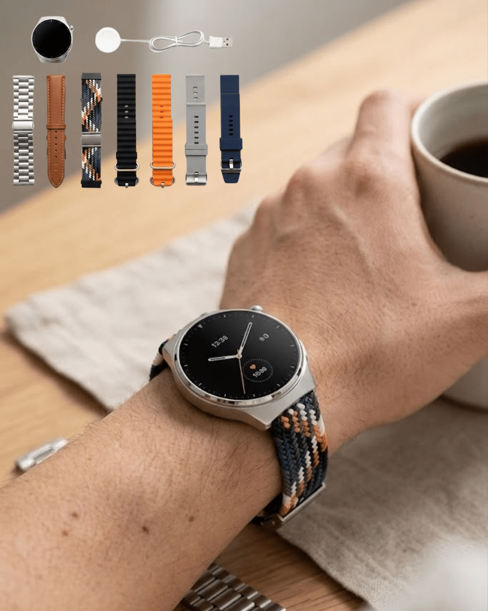 Bluetooth Akıllı Saat 7 Kordonlu Arama Özellikli Uyku ve Aktivite Takipli