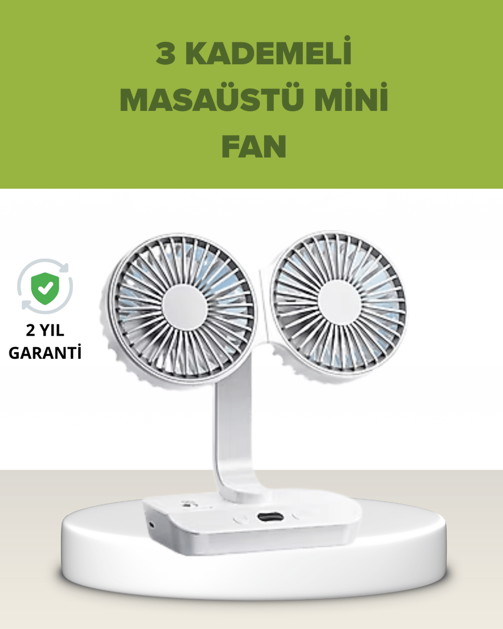 Çift Kafalı Masaüstü ve Duvar Tipi Sessiz USB Şarjlı Fan