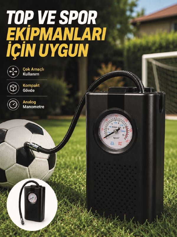 Çok Amaçlı Taşınabilir Hava Pompası Araç Bisiklet Top Lastik Şişirme Pompası