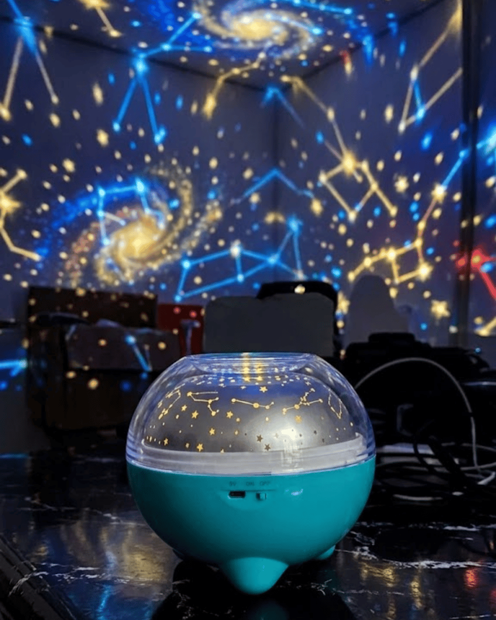 Çok Renkli LED Yıldız Projektör Gece Lambası Bluetooth Müzik Çalar ve Kumandalı Kontrol
