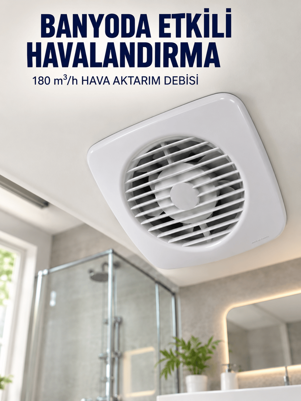 Dekoratif Havalandırma Aspiratörü 120 mm 180 m³/h Duvar ve Tavan Montajlı